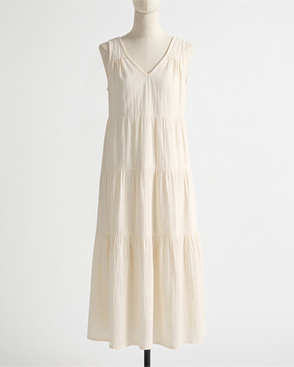 100% Organic Cotton Gauze Tiered Maxi Dress